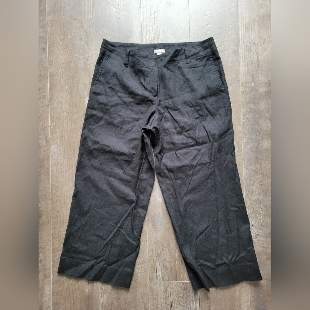 J. Jill black linen blend crop pants 6
